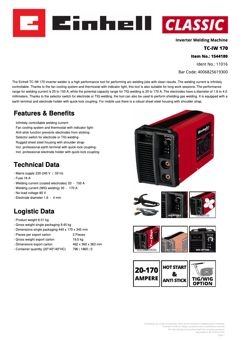 Image de la première page du manuel de l'appareil TC-IW 170