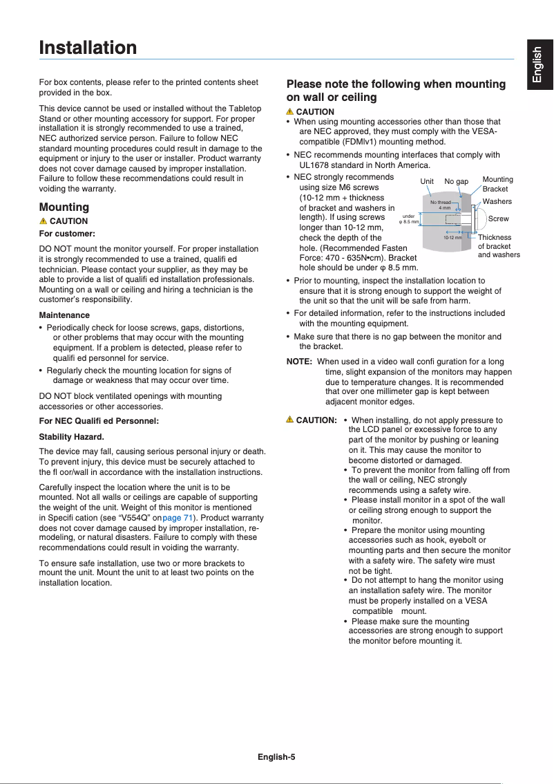 Imagen de la primera página del manual del dispositivo MultiSync V554