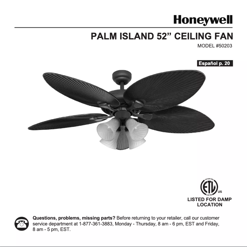 Página 1 del manual Manual de usuario Honeywell Palm Island 50203