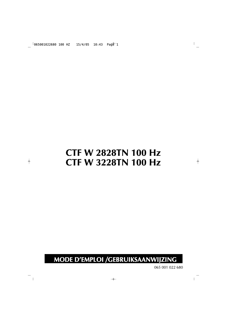 Image de la première page du manuel de l'appareil CTFW2828TN 100Hz