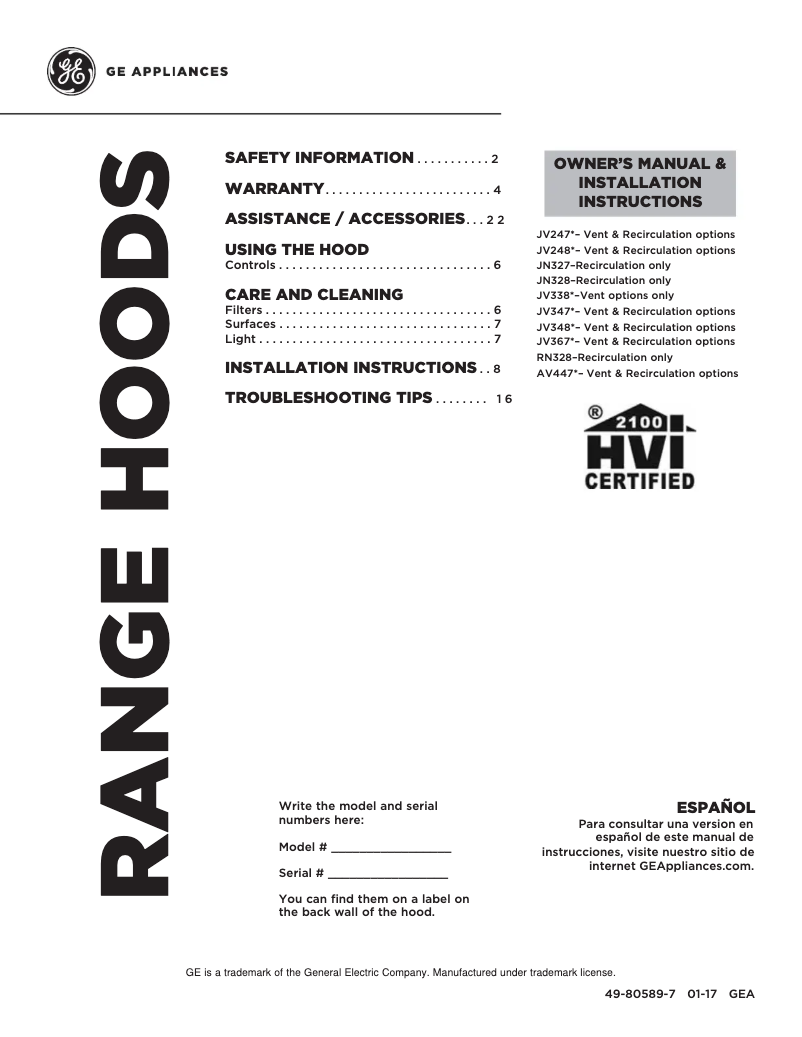 Page n°1 - Guide d'installation Hotpoint RN328HSA
