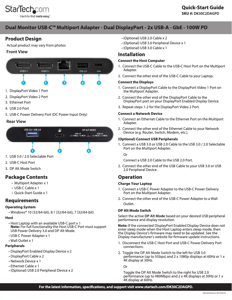 Image de la première page du manuel de l'appareil DK30C2DAGPD