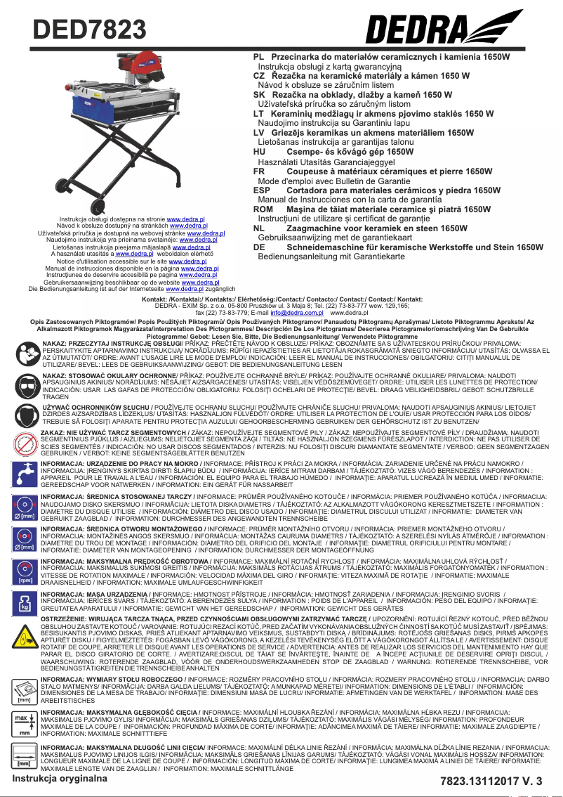 Page n°1 - Manuel utilisateur DEDRA DED7823