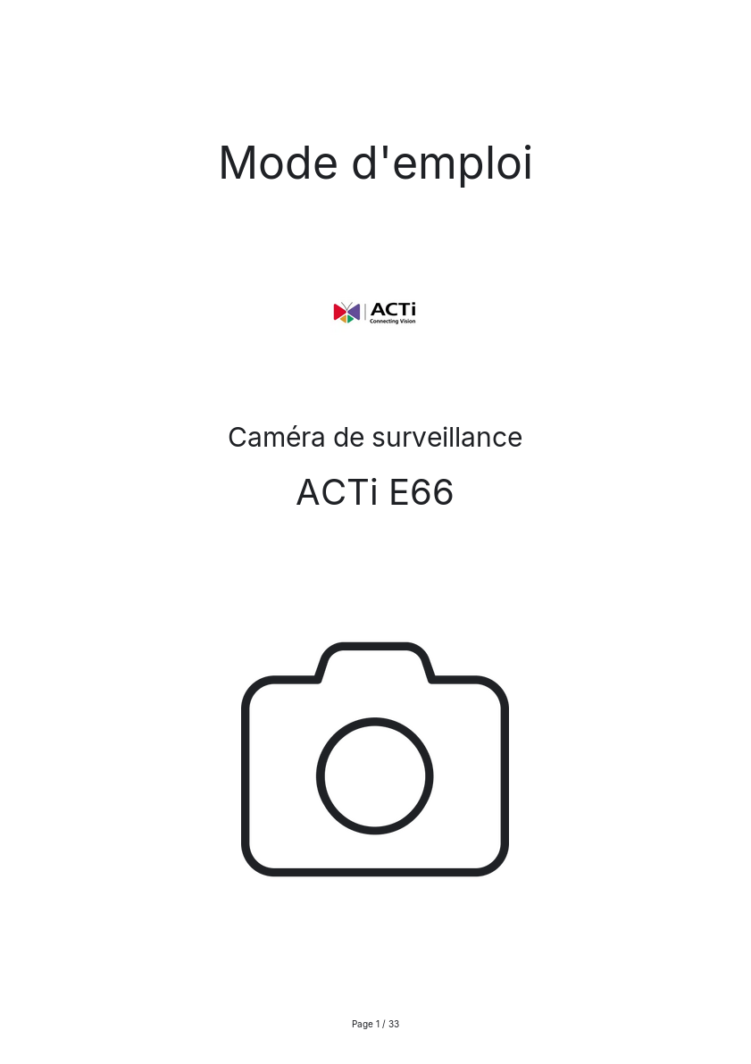 Page n°1 - Mode d'emploi ACTi E66