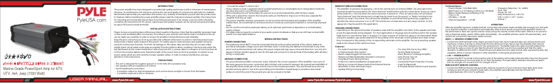 Page 1 de la notice Manuel utilisateur Pyle PLMTR4A