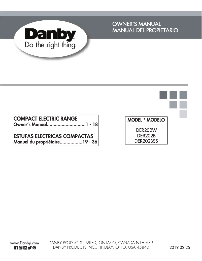 Page n°1 - Manuel utilisateur Danby DER202BSS