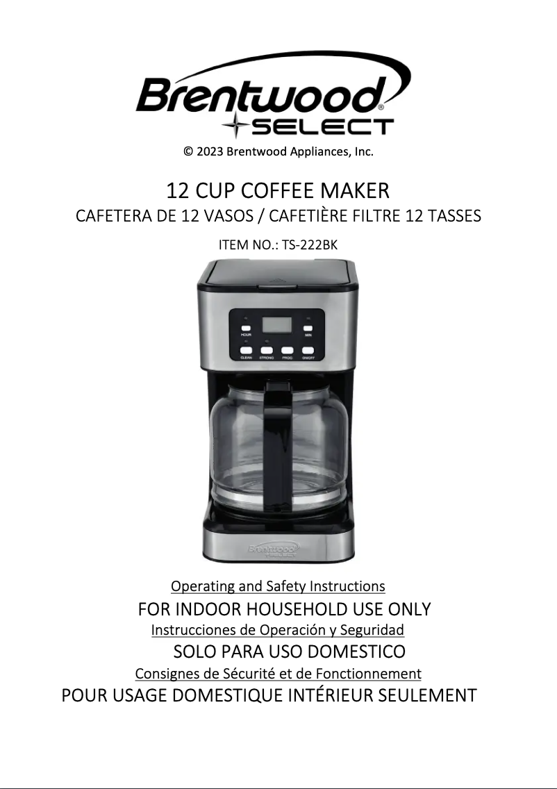 Page 1 de la notice Manuel utilisateur Brentwood TS-222BK