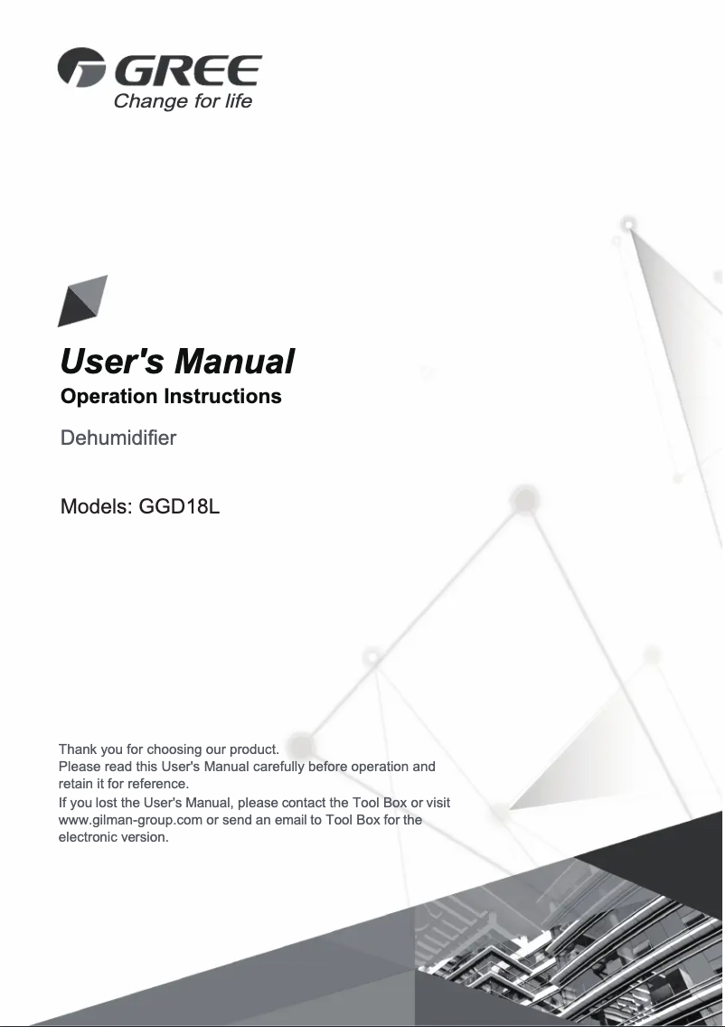 Page 1 de la notice Manuel utilisateur Gree GGD18L