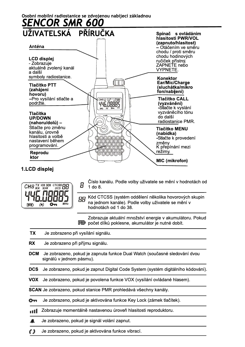 Page 1 de la notice Manuel utilisateur Sencor SMR 600