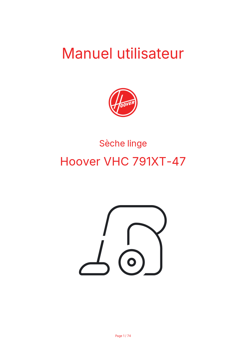 Image de la première page du manuel de l'appareil VHC 791XT-47
