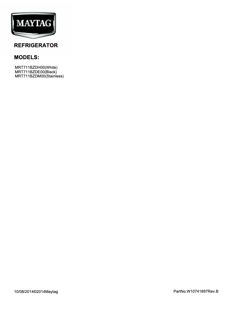 Page n°1 - Guide d'installation Maytag MRT711BZDM