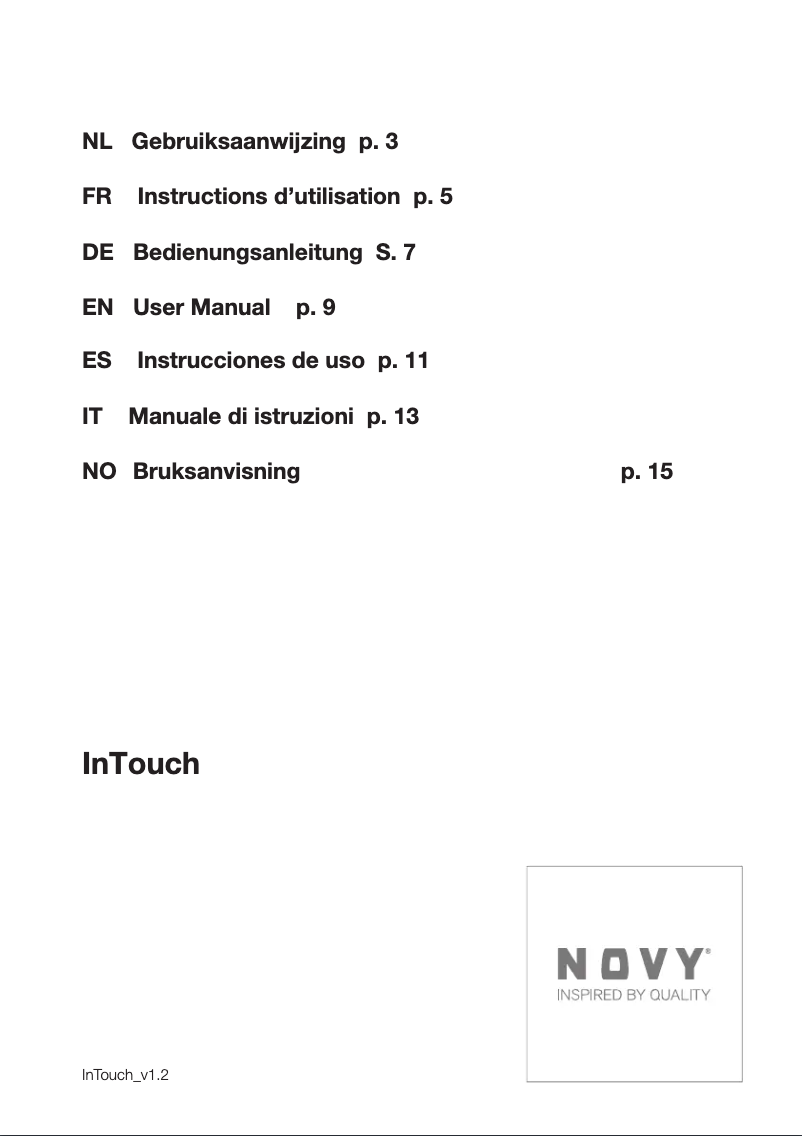 Page 1 de la notice Manuel utilisateur Novy Pro 1775