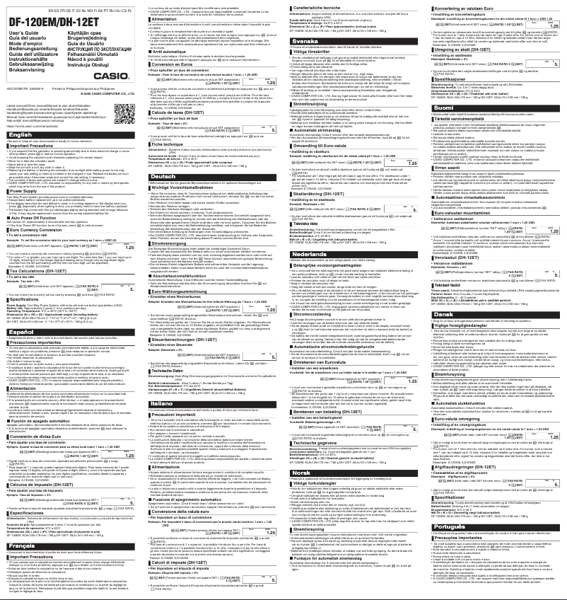 Page 1 de la notice Manuel utilisateur Casio DF-120EM