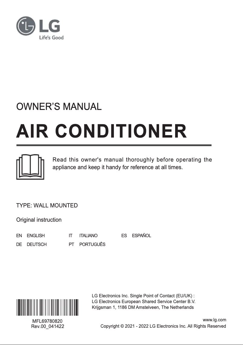 Page n°1 - Manuel utilisateur LG AC09BH