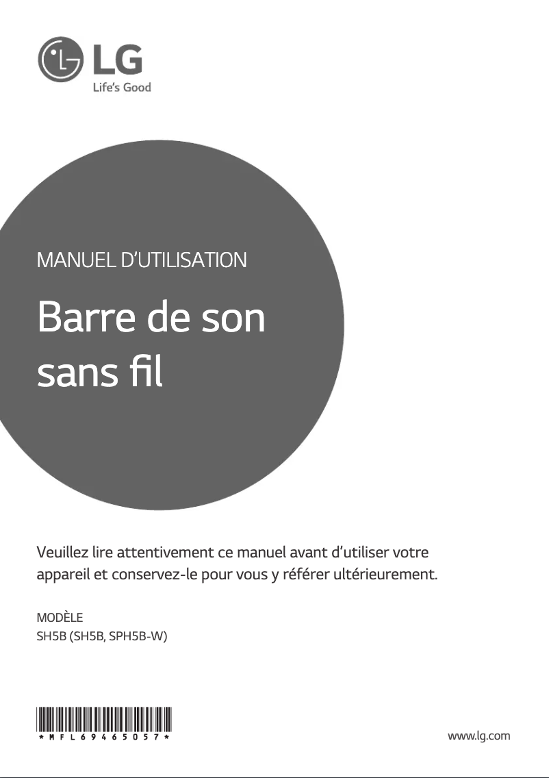 Page 1 de la notice Manuel utilisateur LG SH5B