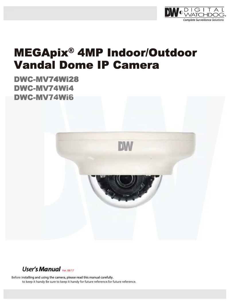 Page n°1 - Manuel utilisateur Digital Watchdog MegaPix DWC-MV74Wi6