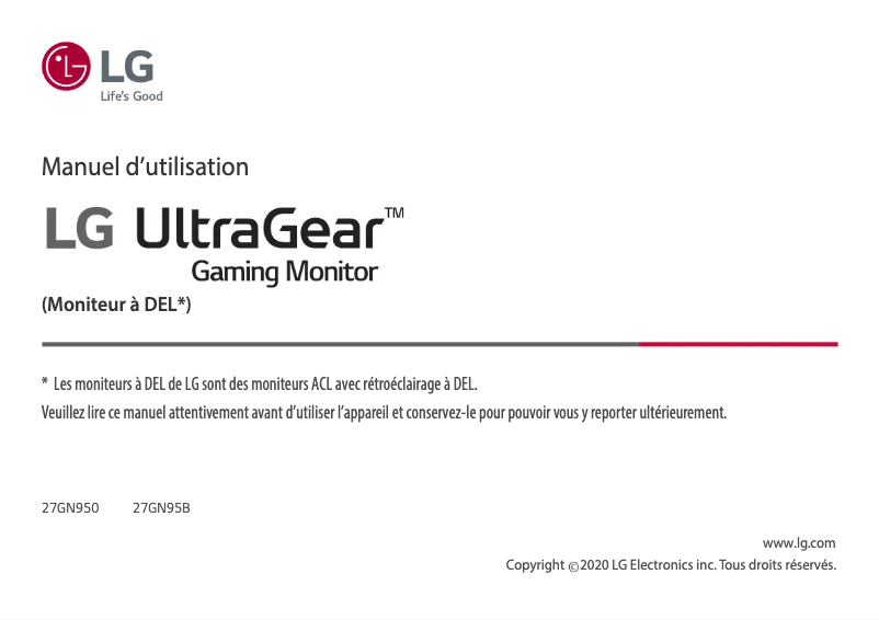 Page 1 de la notice Manuel utilisateur LG UltraGear 27GN950