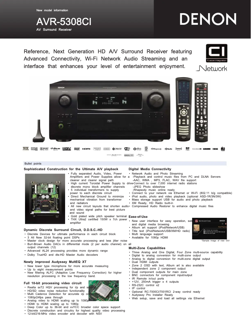 Image de la première page du manuel de l'appareil AVR-5308CI