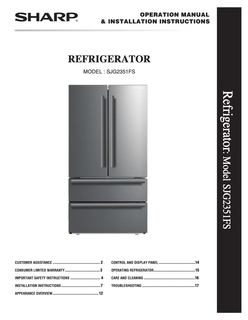 Page 1 de la notice Manuel utilisateur Sharp SJG2351FS