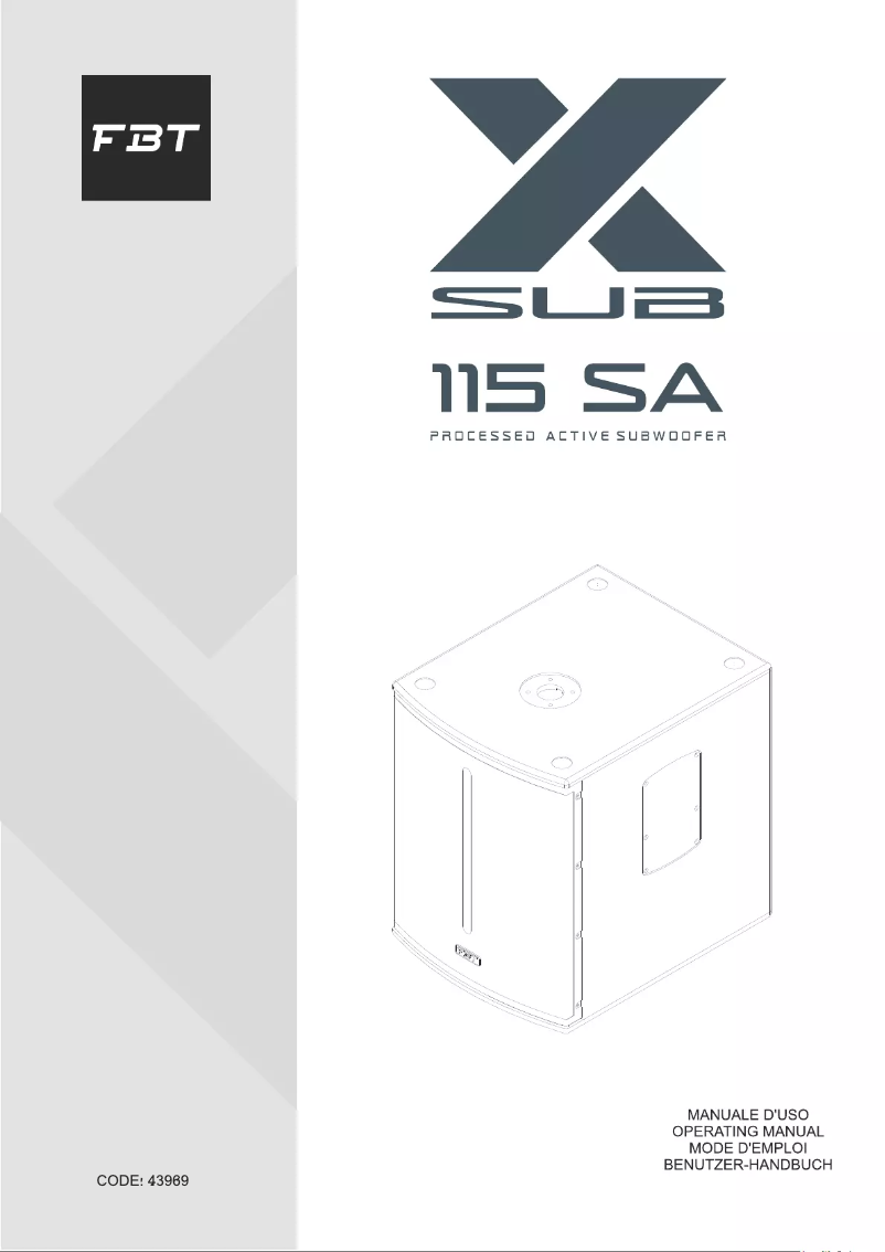 Page n°1 - Manuel utilisateur FBT X-SUB 115SA