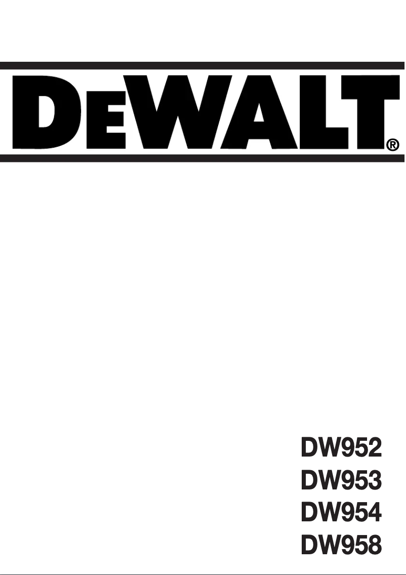 Page n°1 - Manuel utilisateur DeWalt DW953