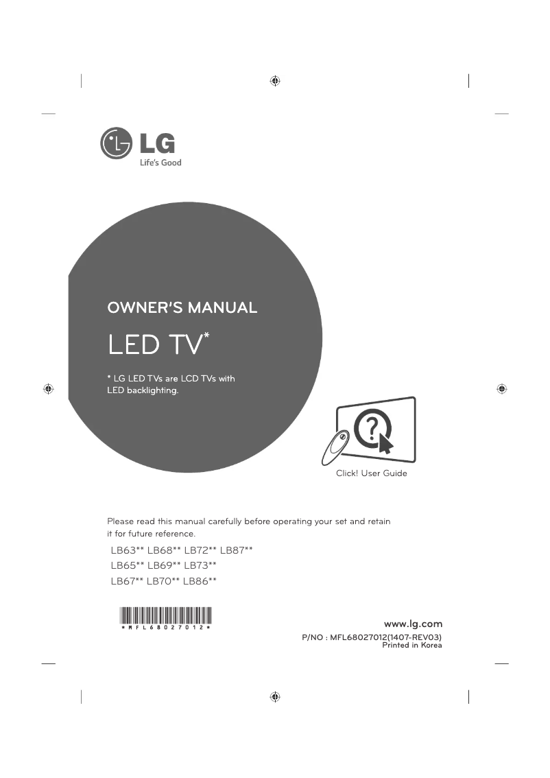 Image de la première page du manuel de l'appareil 42LB630V