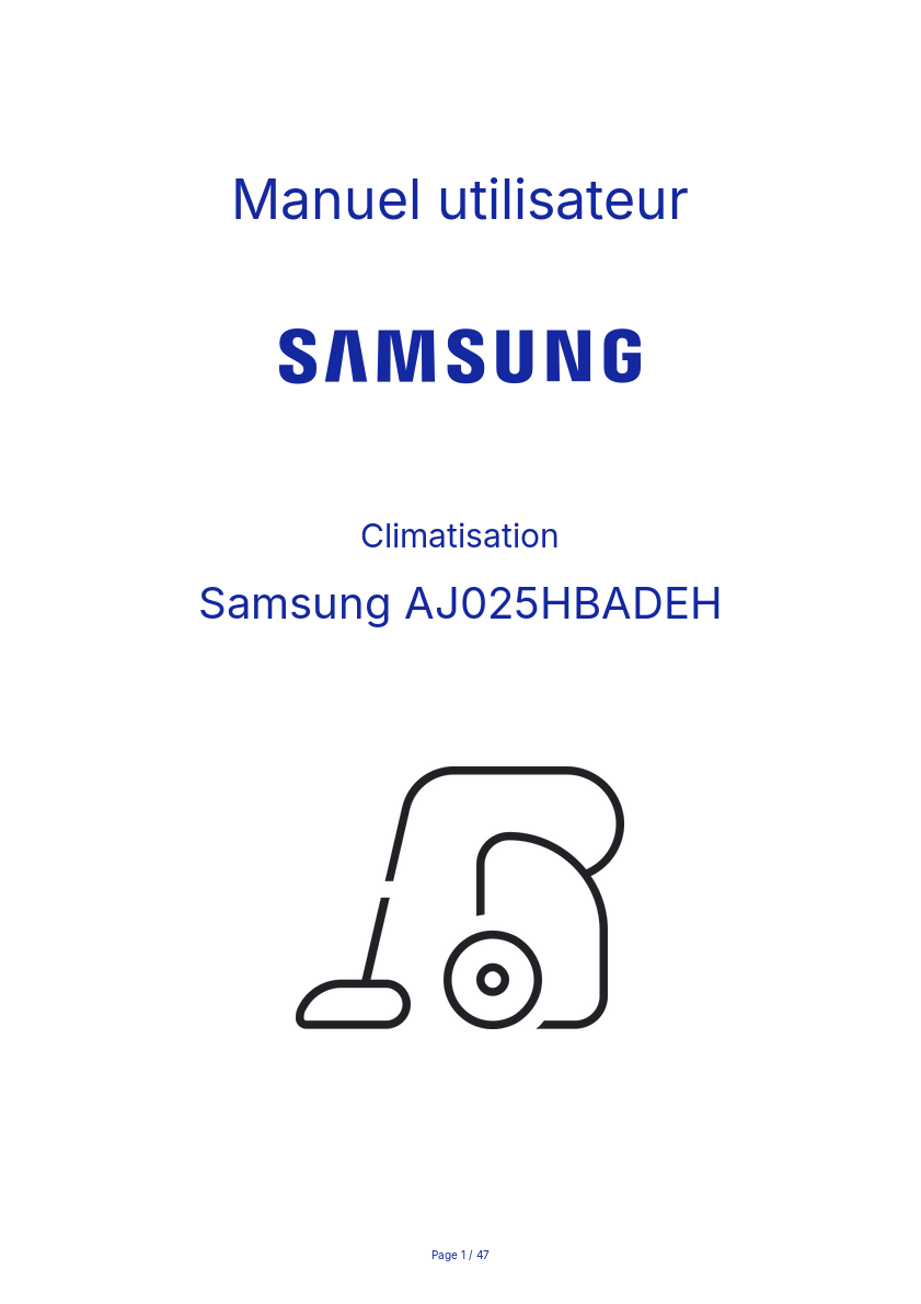 Page n°1 - Manuel utilisateur Samsung AJ025HBADEH