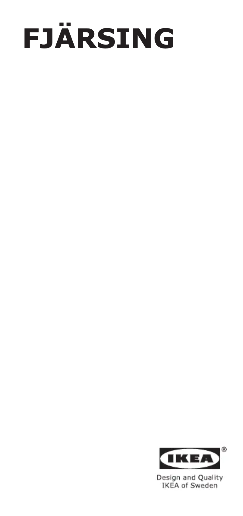 Image de la première page du manuel de l'appareil FJÄRSING 505.648.98