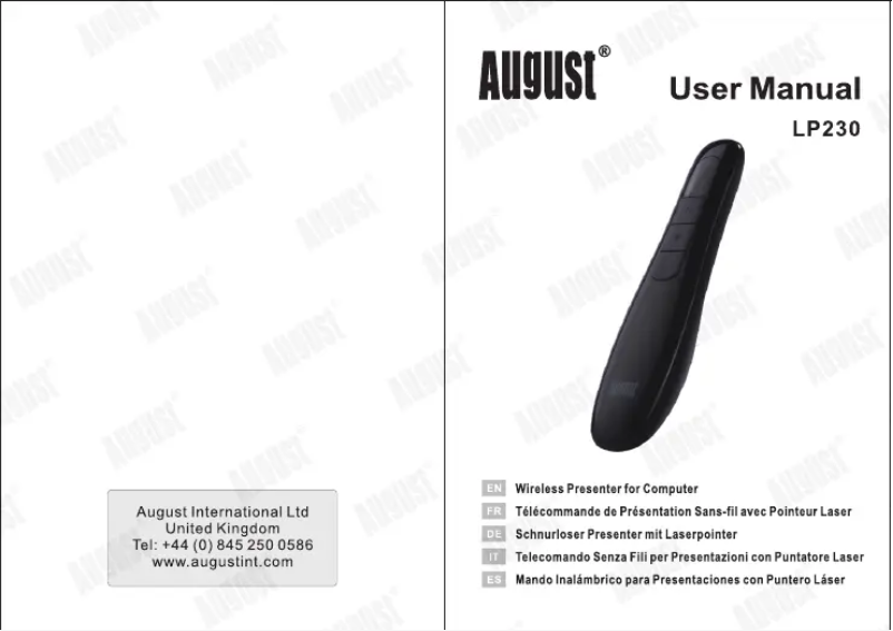 Page n°1 - Manuel utilisateur August LP230