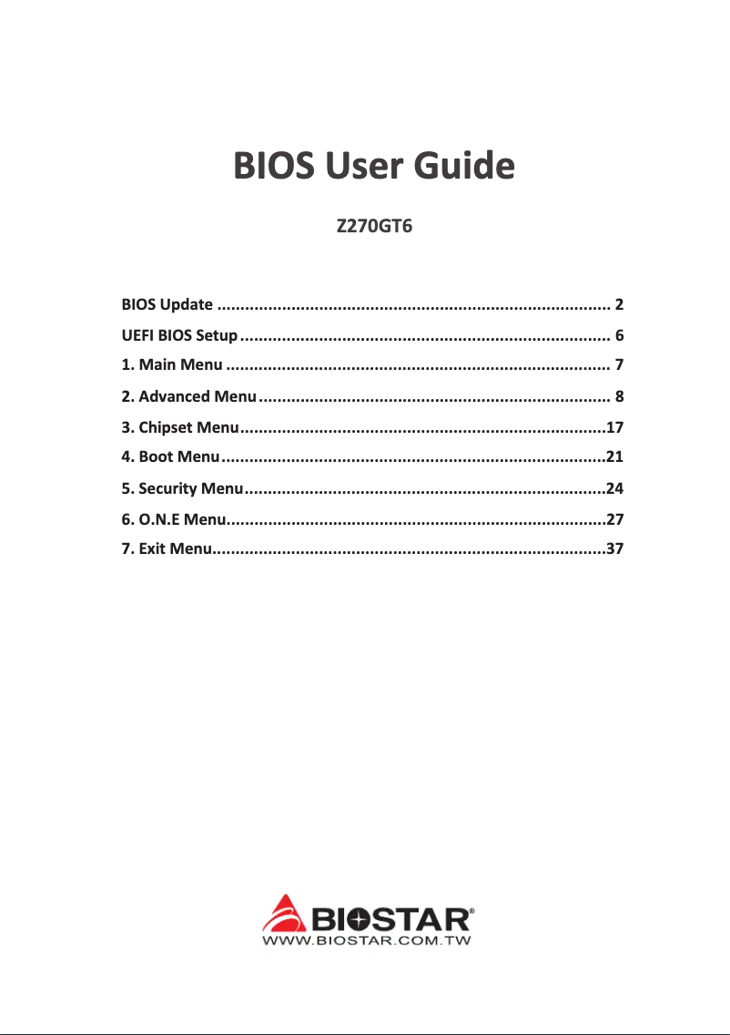 Page n°1 - Manuel utilisateur Biostar Z270GT6