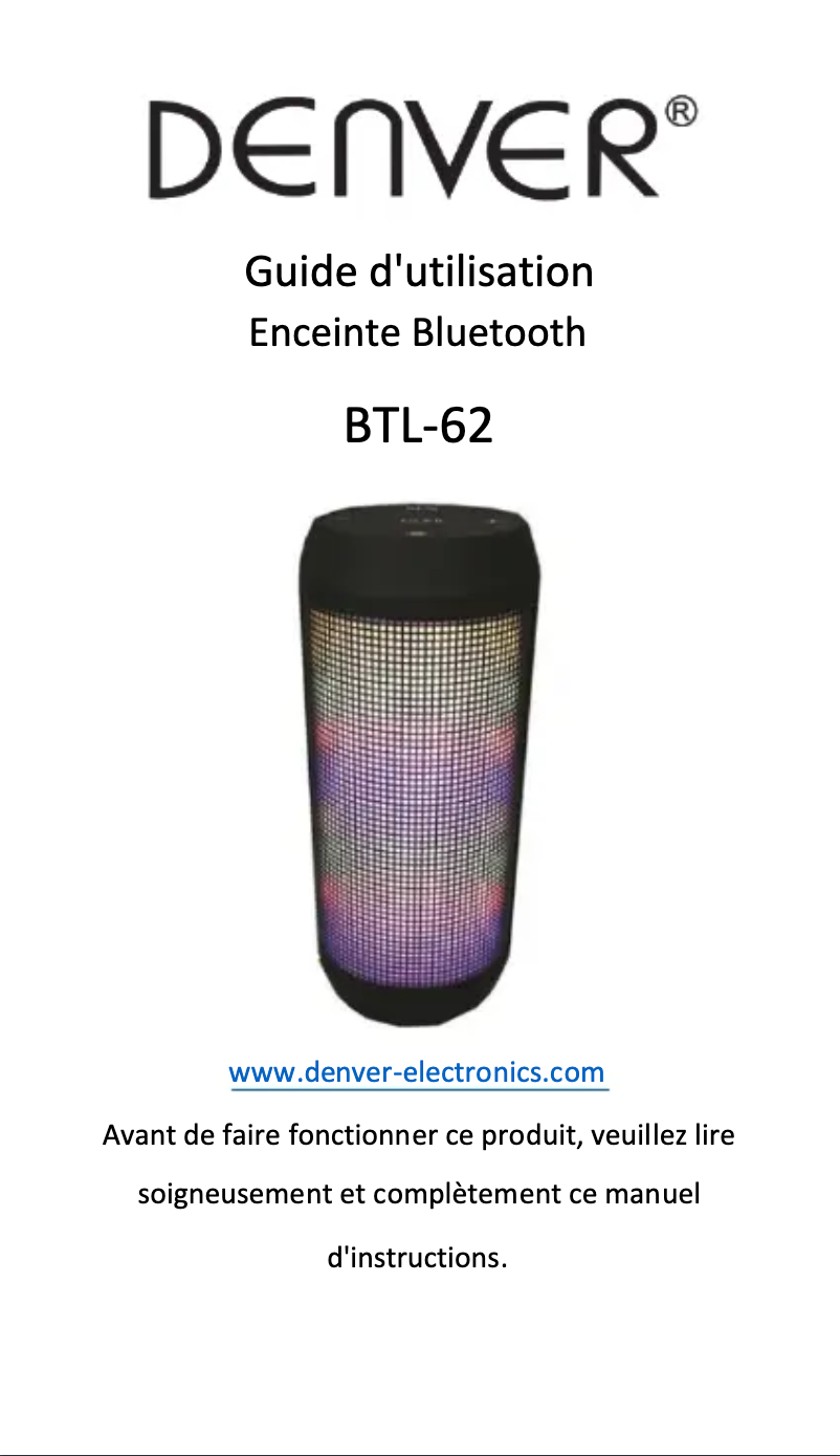Página 1 del manual Manual de usuario Denver BTL-62