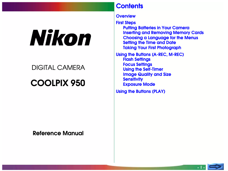 Page 1 de la notice Manuel utilisateur Nikon Coolpix 950