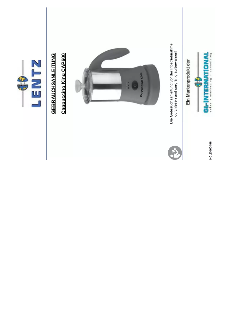Page n°1 - Manuel utilisateur Lentz CAP600