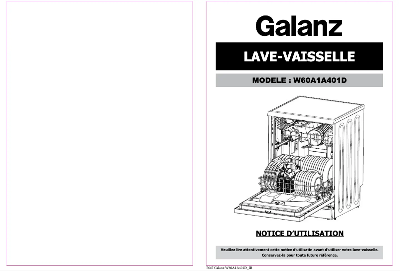 Imagen de la primera página del manual del dispositivo W60A1A401D