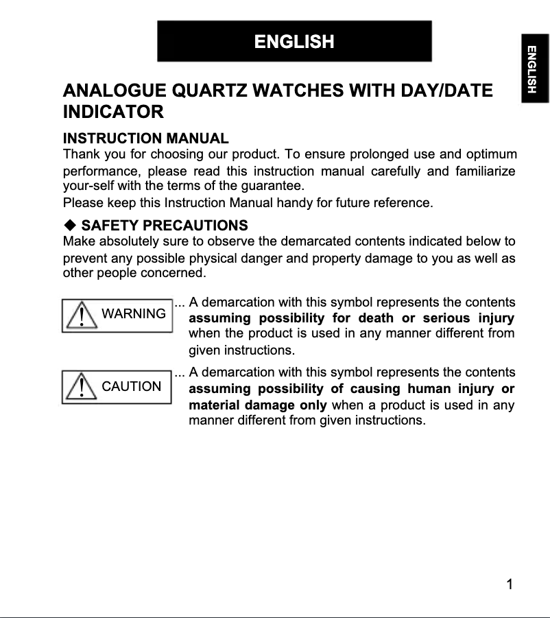 Page 1 de la notice Manuel utilisateur ORIENT Diver SZ3V001B