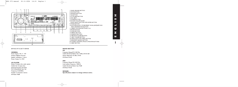 Page 1 de la notice Manuel utilisateur Caliber MCD570