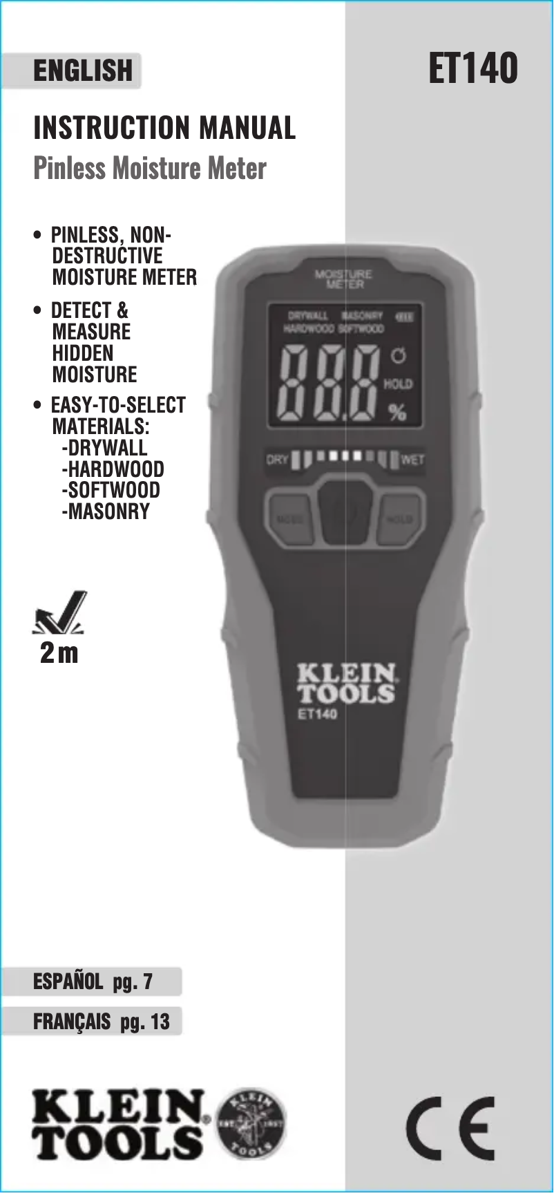 Page 1 de la notice Manuel utilisateur Klein Tools ET140