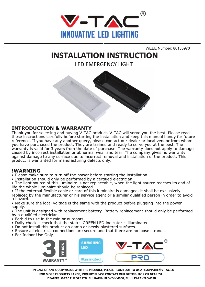 Page 1 de la notice Manuel utilisateur V-TAC VT-511