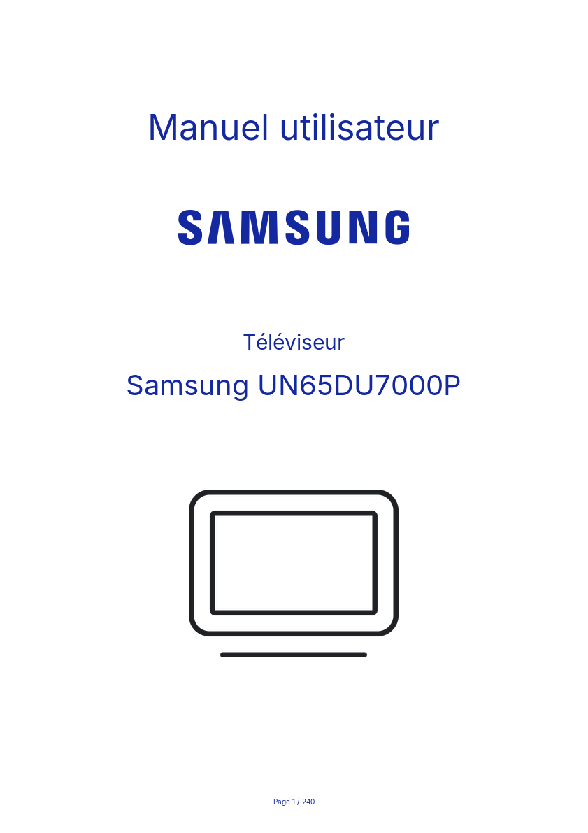 Image de la première page du manuel de l'appareil UN65DU7000P