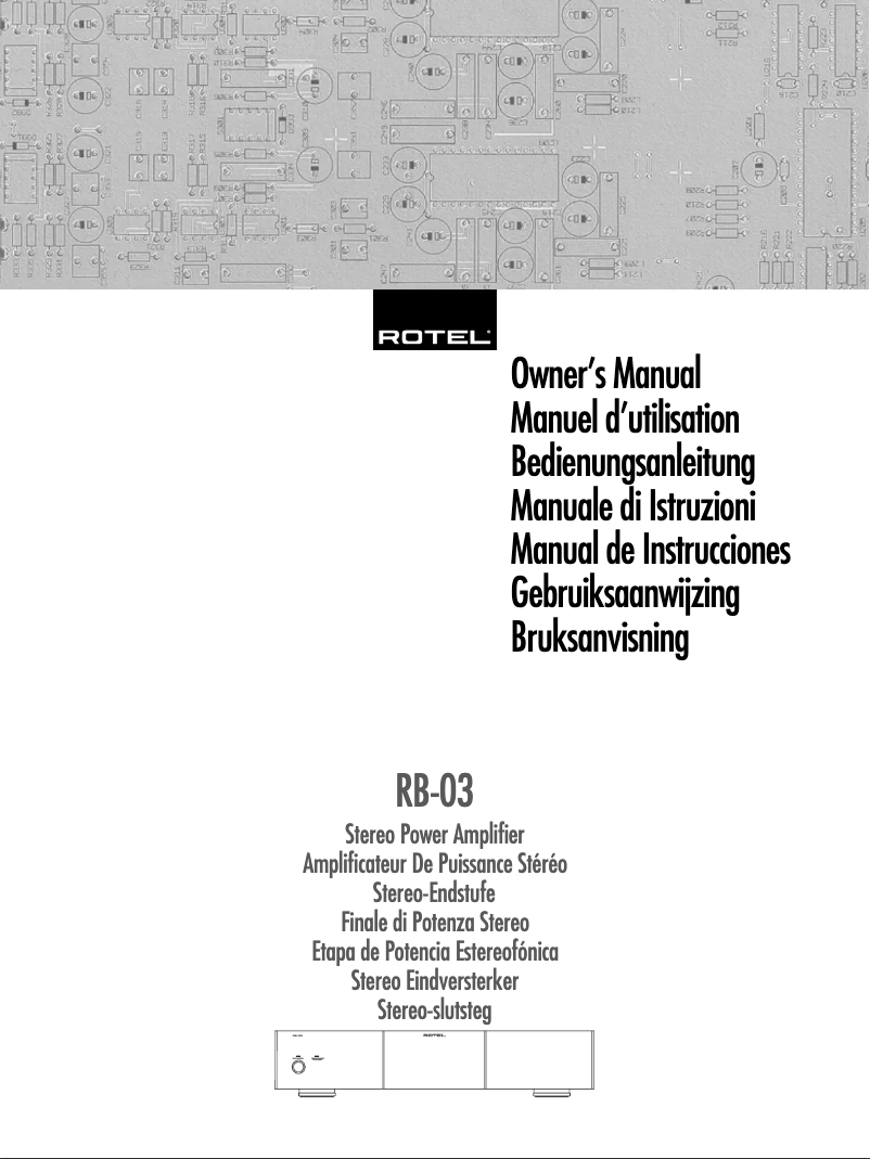 Page n°1 - Manuel utilisateur Rotel RB-03