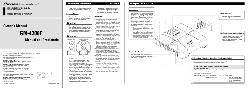 Page n°1 - Manuel utilisateur Pioneer GM-4300F
