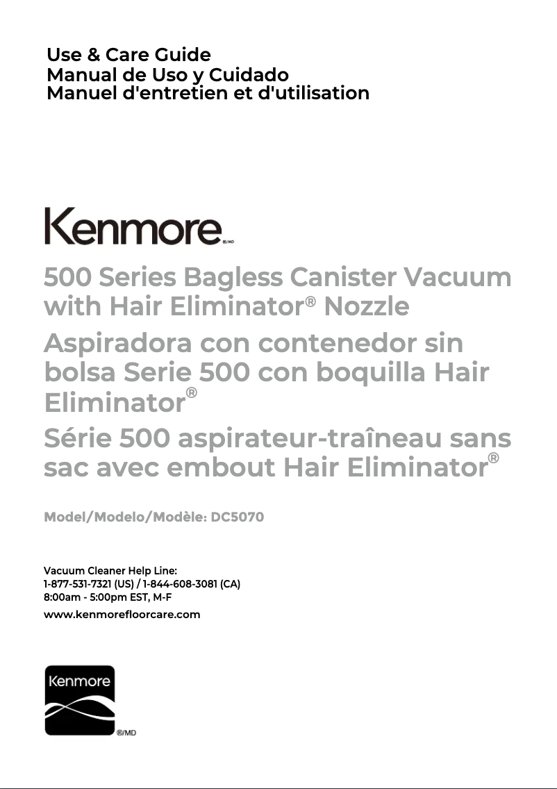 Page n°1 - Manuel utilisateur Kenmore DC5070