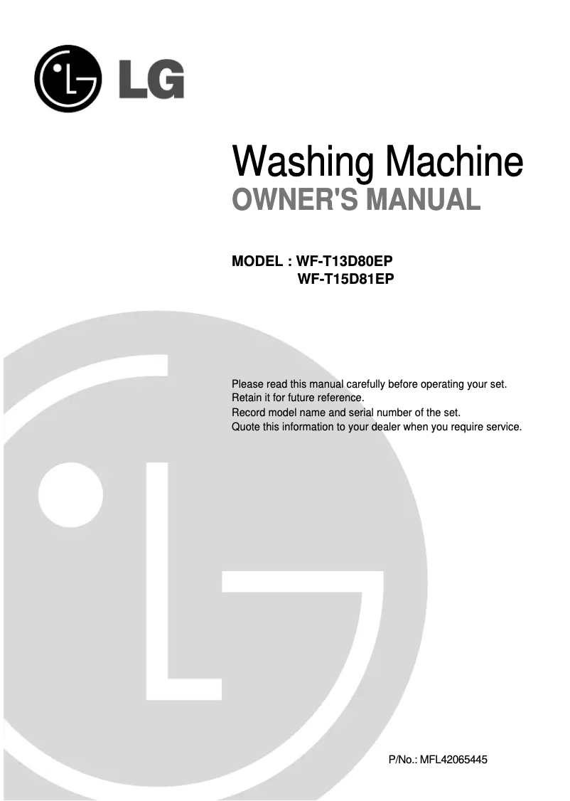 Page n°1 - Manuel utilisateur LG WFT11D80HP