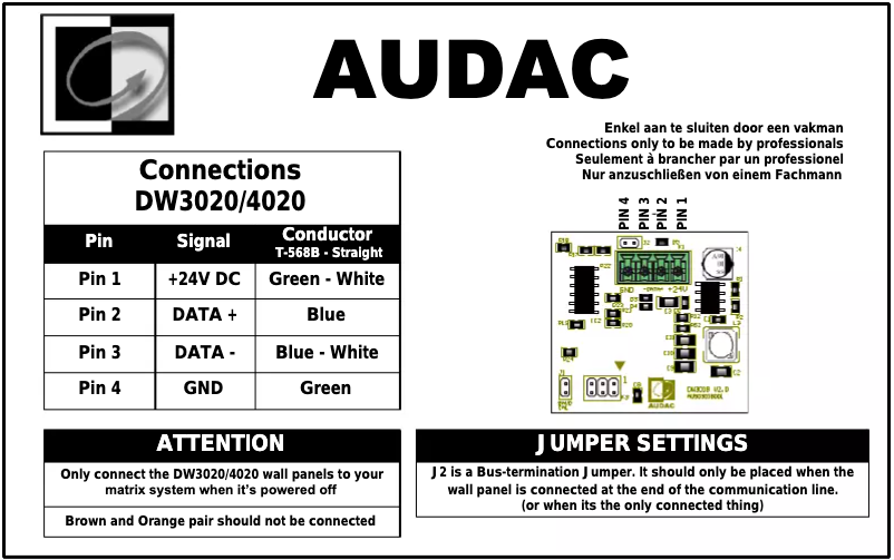 Page 1 de la notice Manuel utilisateur Audac DW4020