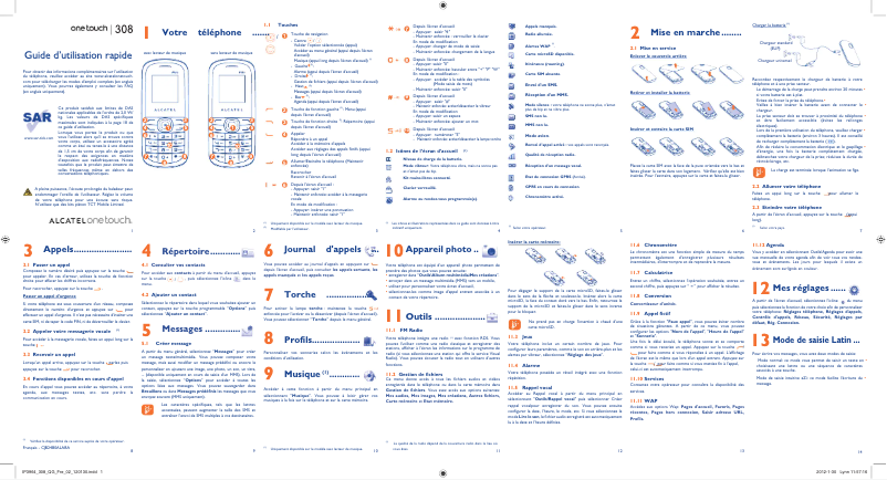 Page 1 de la notice Mode d'emploi Alcatel One Touch 308