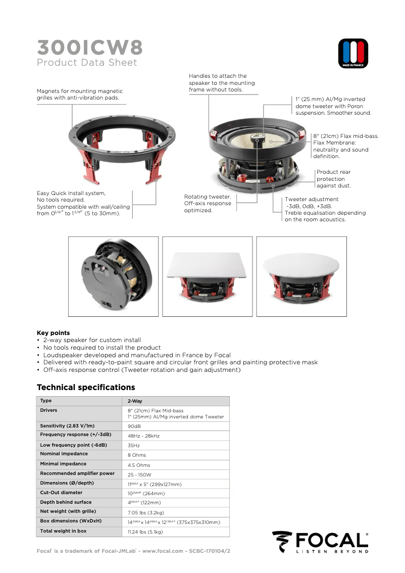 Página 1 del manual Ficha técnica Focal 300 ICW 8