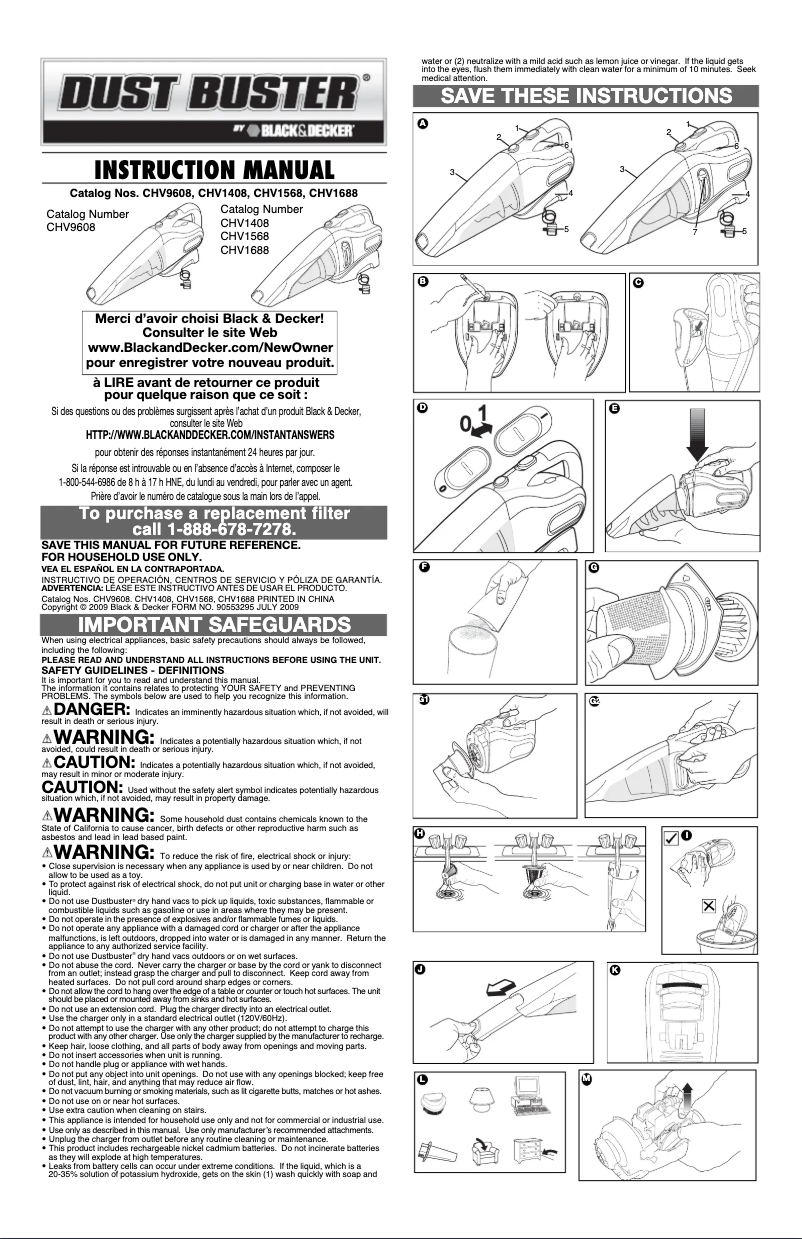Page 1 de la notice Manuel utilisateur Black & Decker Dustbuster CHV9608 E