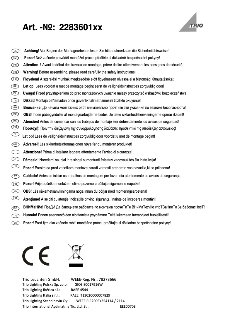 Page n°1 - Manuel utilisateur Trio Lighting Muga 228360142