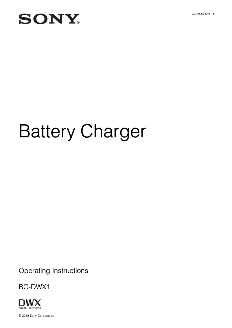 Página 1 del manual Manual de usuario Sony BC-DWX1
