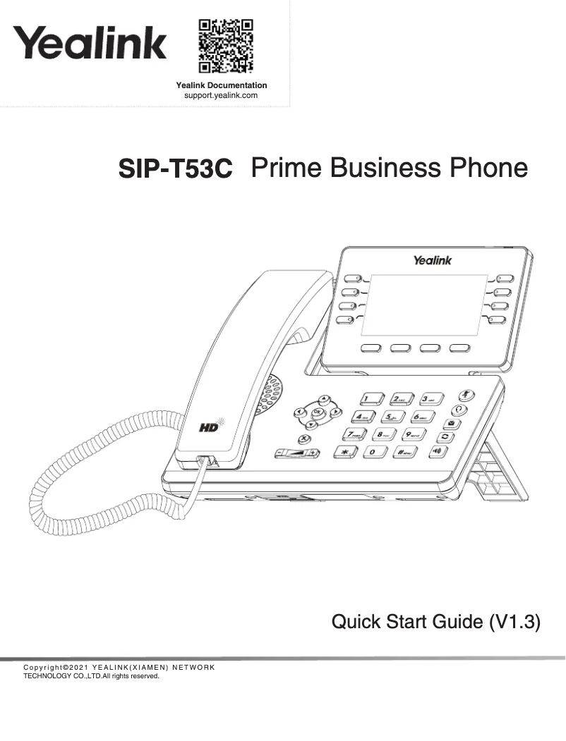 Page 1 of the manual Quick Start Guide Yealink SIP-T53C